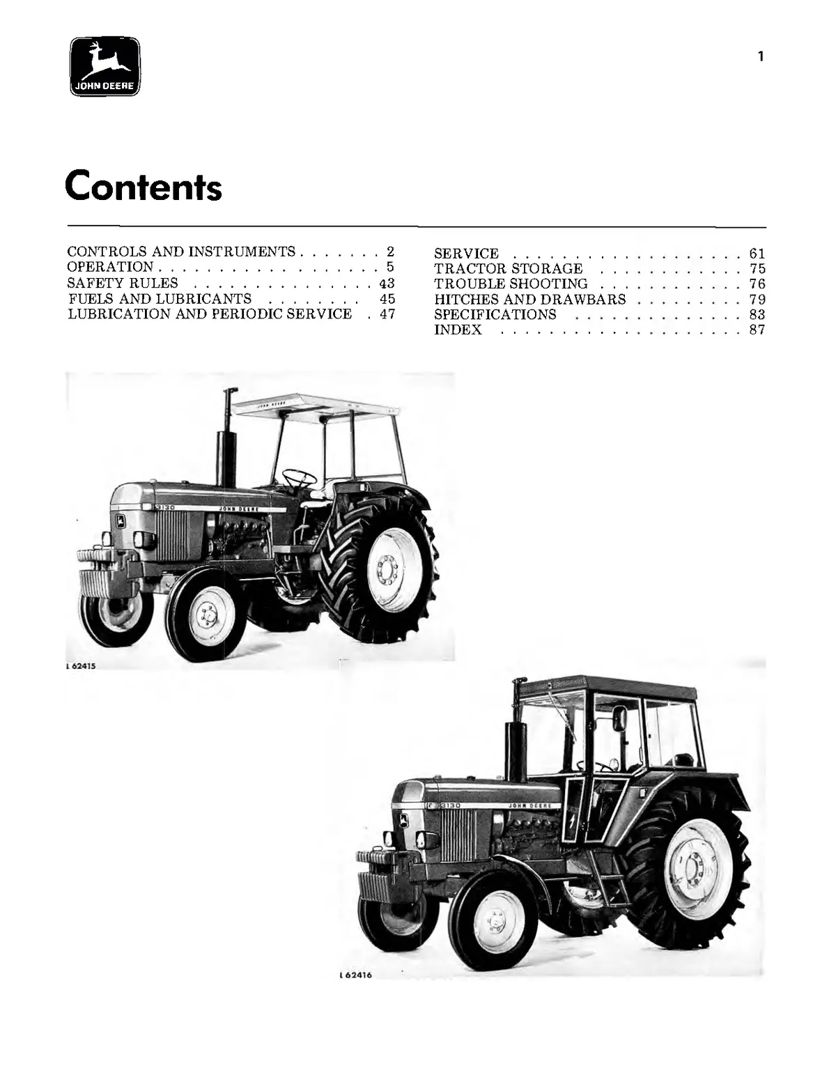 John Deere 3130 Tractor Operator's Manual 2
