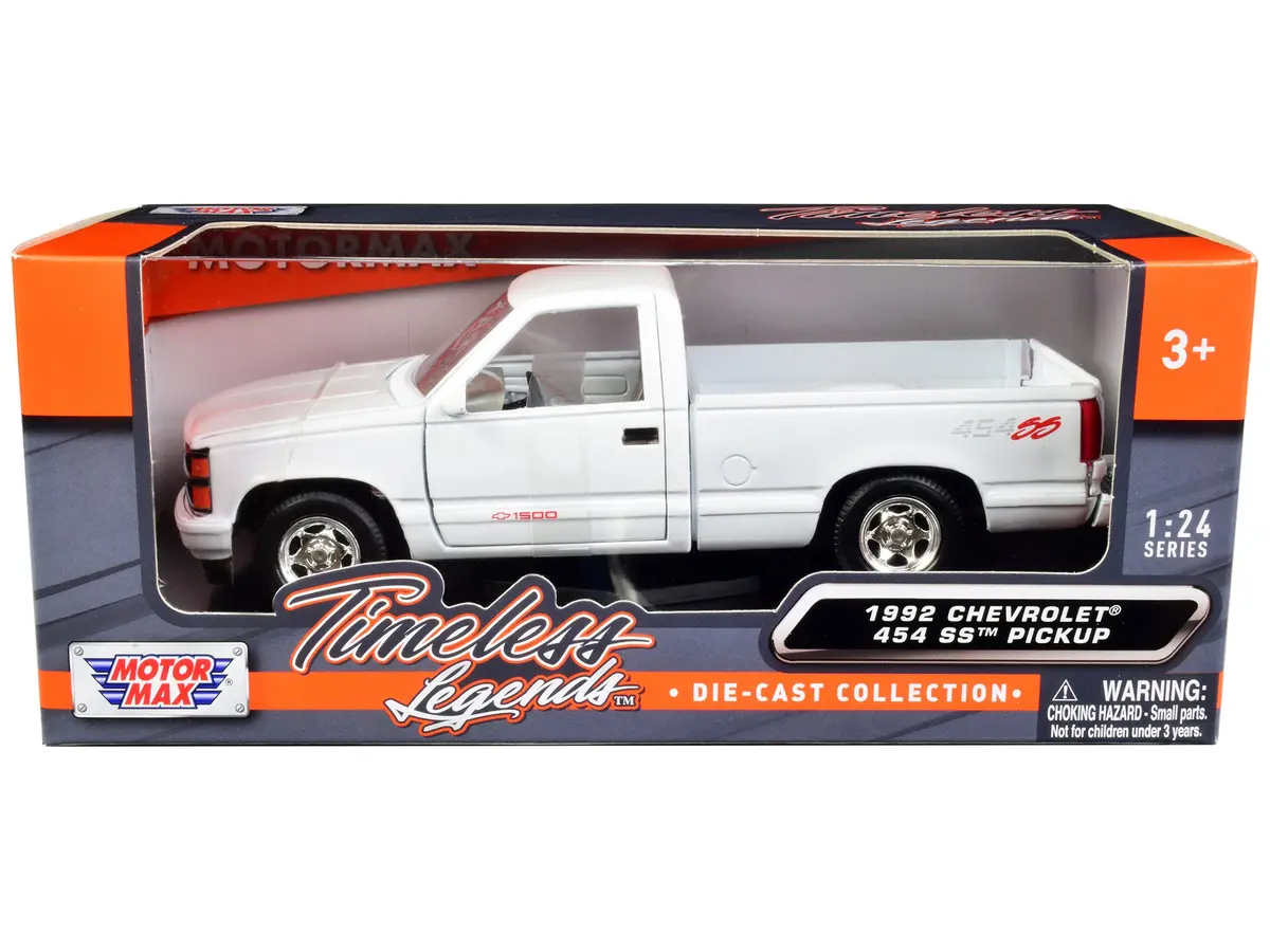 1992 Chevrolet 454 Ss Pickup Truck White 1/24 Diecast Model By Motormax 2