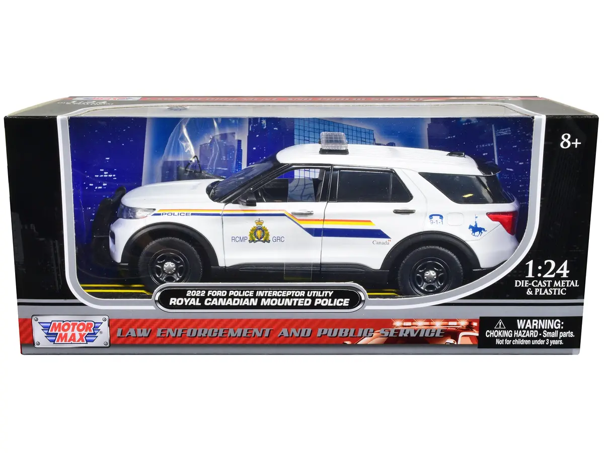 2022 Ford Police Interceptor Utility "Rcmp (Royal Canadian Mounted Police)" White 1/24 Diecast Model Car By Motormax 1