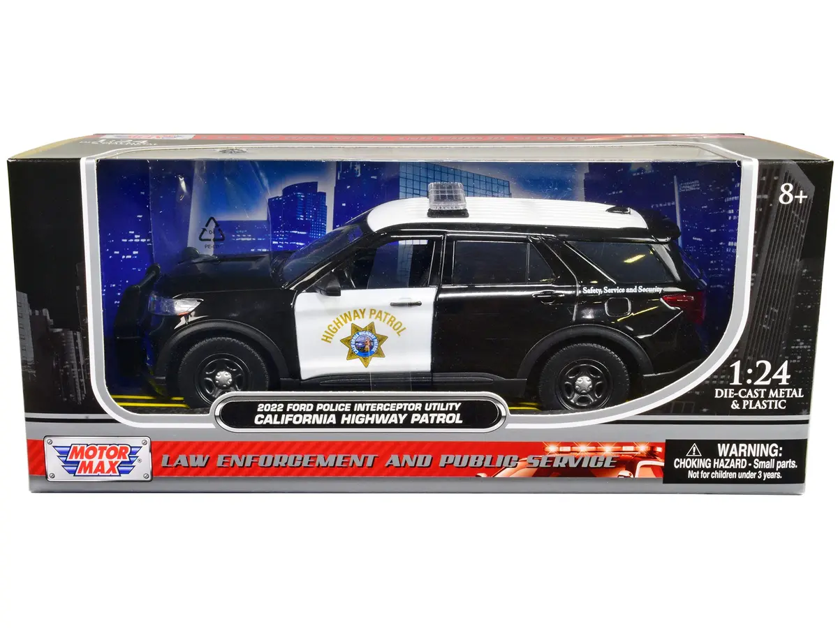 2022 Ford Police Interceptor Utility "California Highway Patrol" Black And White 1/24 Diecast Model Car By Motormax 1