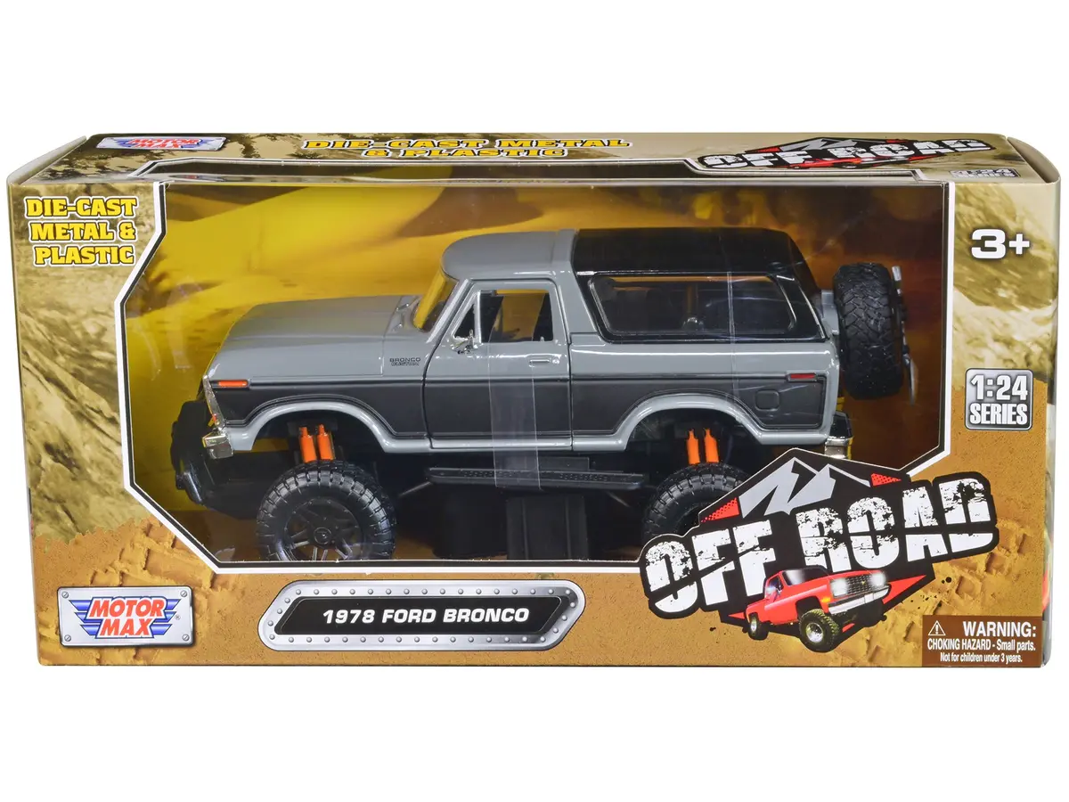 1978 Ford Bronco Custom Gray And Black "Off Road" Series 1/24 Diecast Model By Motormax 1