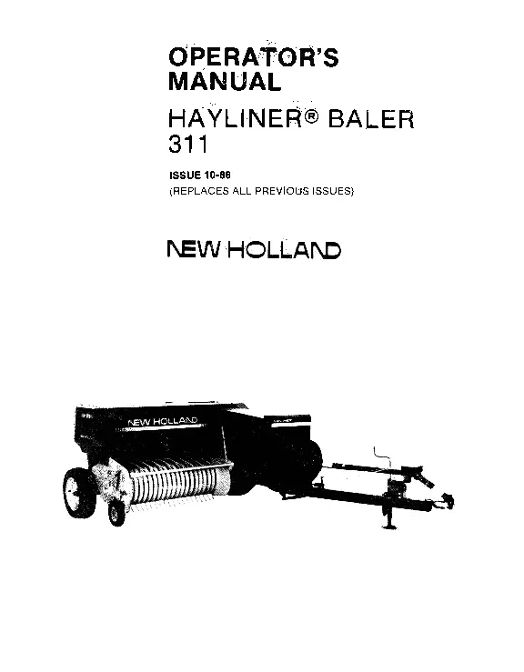 New Holland Hayliner 311 Baler Operator's Manual 1