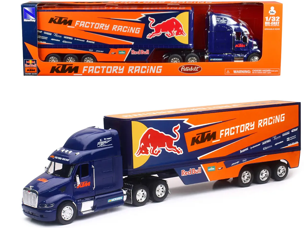 Peterbilt 387 Truck Dark Blue "Red Bull - Ktm Factory Racing" 1/32 Diecast Model By New Ray 1