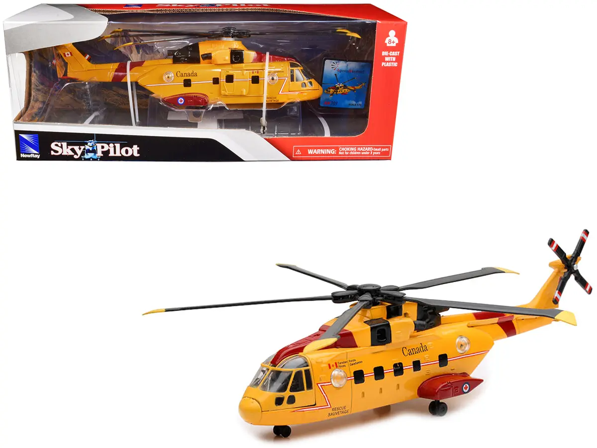 Agustawestland Aw101 (Eh101) Helicopter Yellow "Canada Forces Search & Rescue" "Sky Pilot" Series 1/72 Diecast Model By New Ray 1