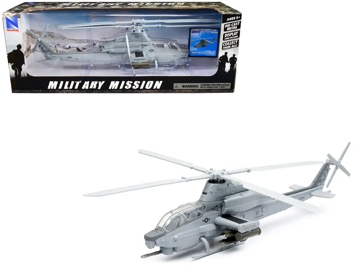 Bell Ah-1Z Cobra Helicopter Gray "Us Air Force" "Military Mission" Series 1/55 Diecast Model By New Ray 1