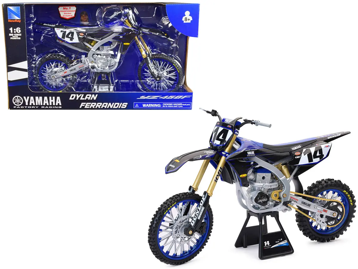 Yamaha Yz450f Motorcycle #14 Dylan Ferrandis "Yamaha Factory Racing" 1/6 Diecast Model By New Ray 1