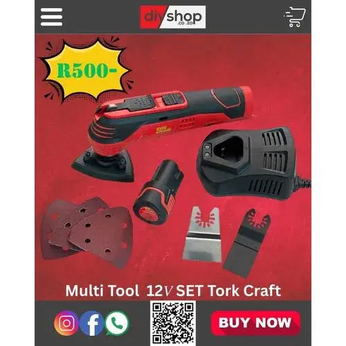 Oscillating Multi Tool Cordless 12𝑉 Set Tork Craft 1