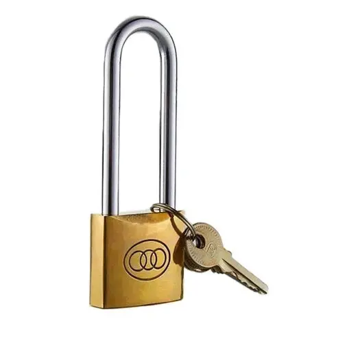 Padlock Long Shackle Brass Tri-Circle 1