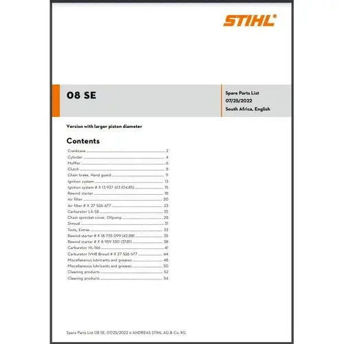 Parts List & Diagram 08 Se Stihl 1