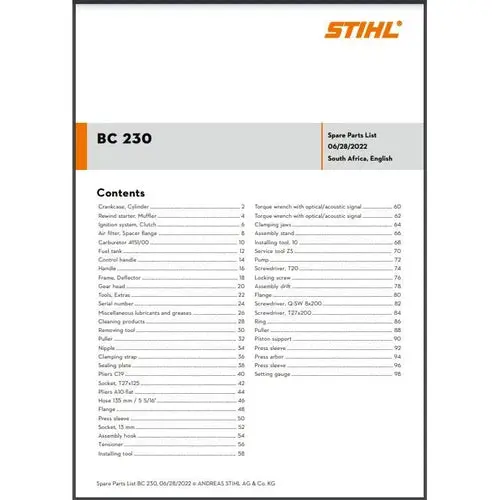 Parts List & Diagram Bc230 Stihl 1
