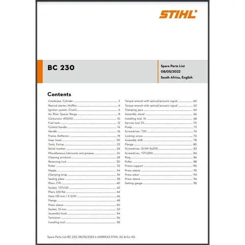 Parts List & Diagram Bc230 Stihl 1