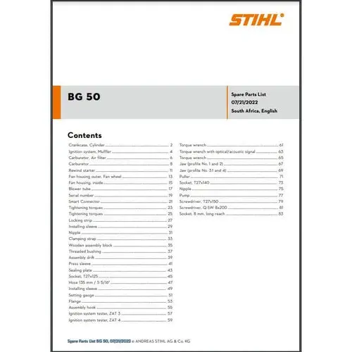 Parts List & Diagram Bg50 Stihl 1