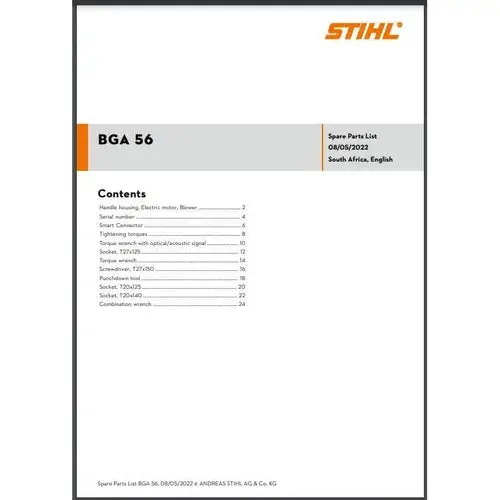 Parts List & Diagram Bga56 Stihl 1