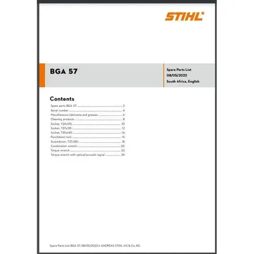 Parts List & Diagram Bga57 Stihl 1