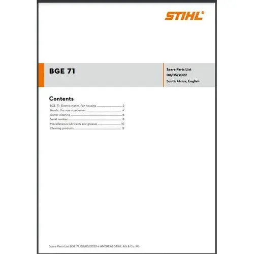 Parts List & Diagram Bge71 Stihl 1