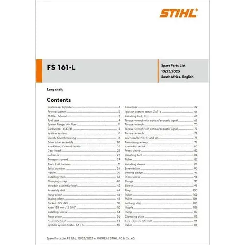 Parts List & Diagram Fs161 Stihl 1