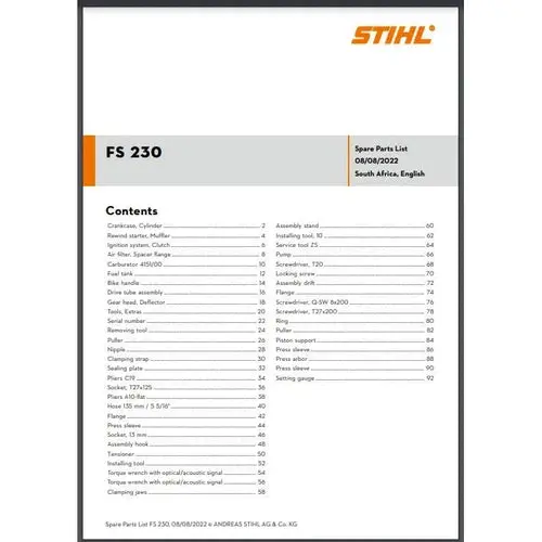 Parts List & Diagram Fs230 Stihl 1