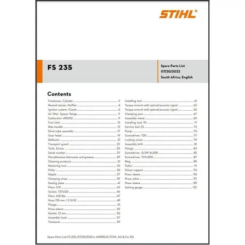 Parts List & Diagram Fs235 Stihl 1
