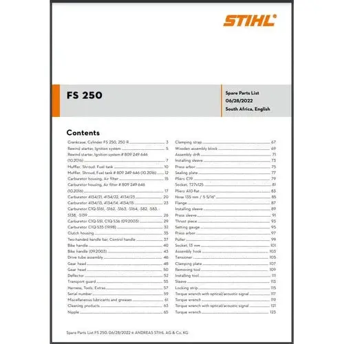 Parts List & Diagram Fs250 Stihl 1