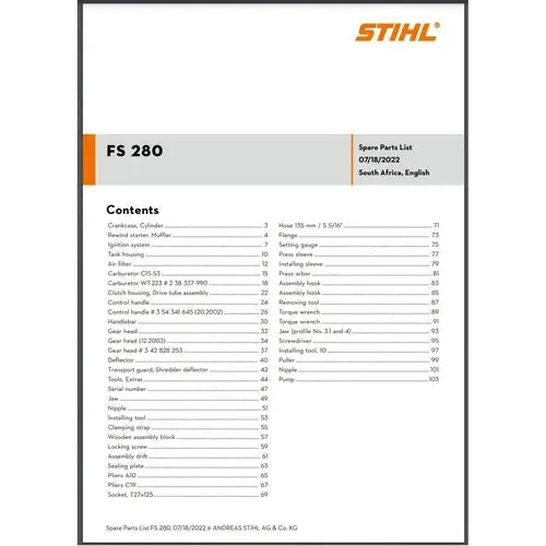 Parts List & Diagram Fs280 Stihl 1