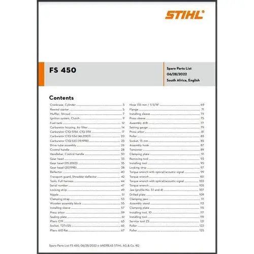 Parts List & Diagram Fs450 Stihl 1