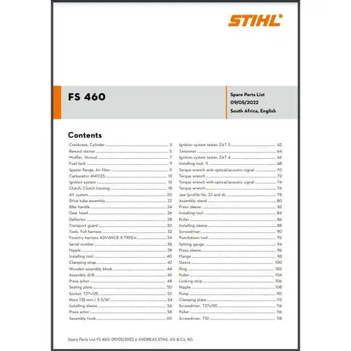 Parts List & Diagram Fs460 Stihl 1