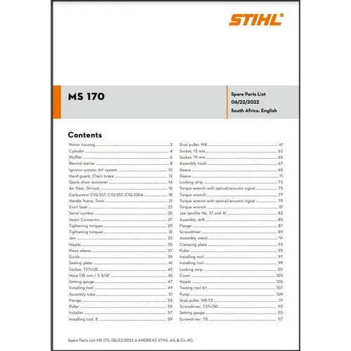 Parts List & Diagram Ms170 Stihl 1