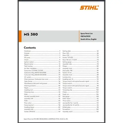 Parts List & Diagram Ms380 Stihl 1