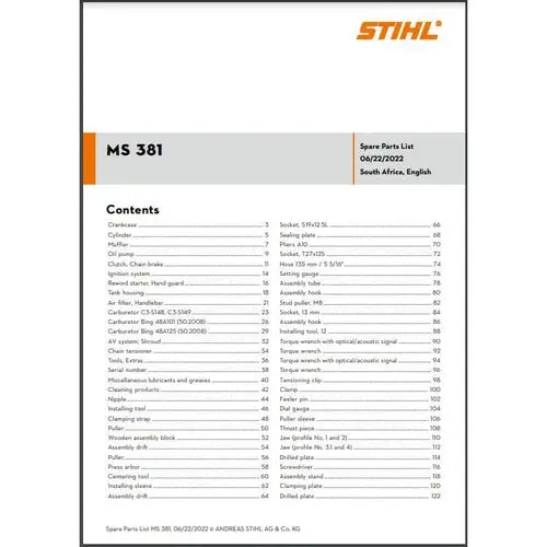Parts List & Diagram Ms381 Stihl 1