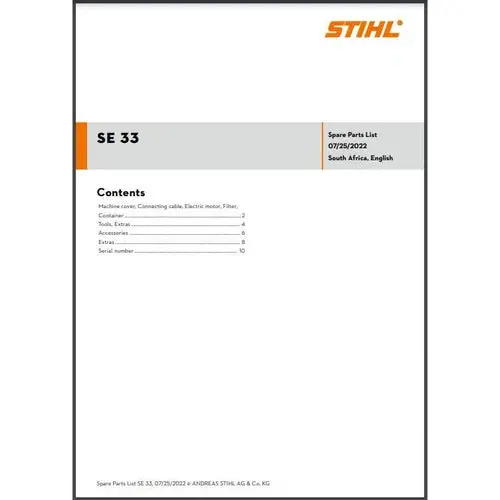 Parts List & Diagram Se33 Stihl 1