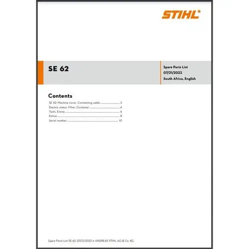 Parts List & Diagram Se62 Stihl 1
