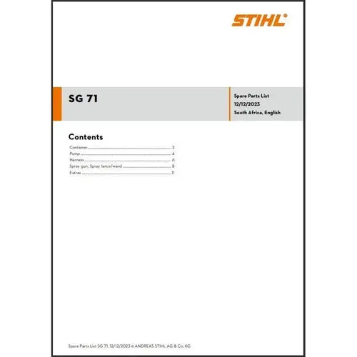 Parts List & Diagram Sg71 Stihl 1
