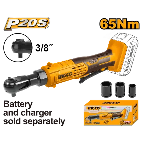 Ratchet Driver Cordless 𝑃20ˢ 3/8" 65𝑁-𝑚 Ingco 2