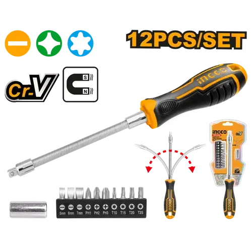 Screwdriver Flexible Shaft With Bits Ingco 2