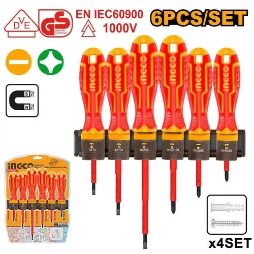 Screwdriver Set With Bracket Vde 6Pc Ingco 2