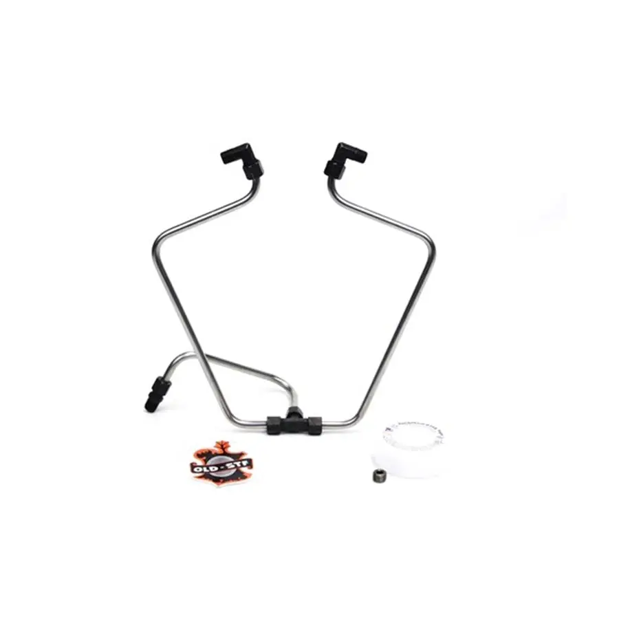 Stainless/Black Shovelhead Rocker Box Split Oil Lines 1