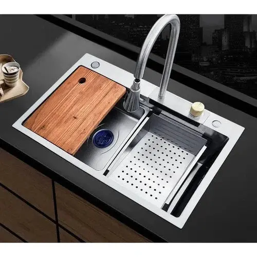 Sink Drop In Sleek Workstation + Waterfall Mixer 2