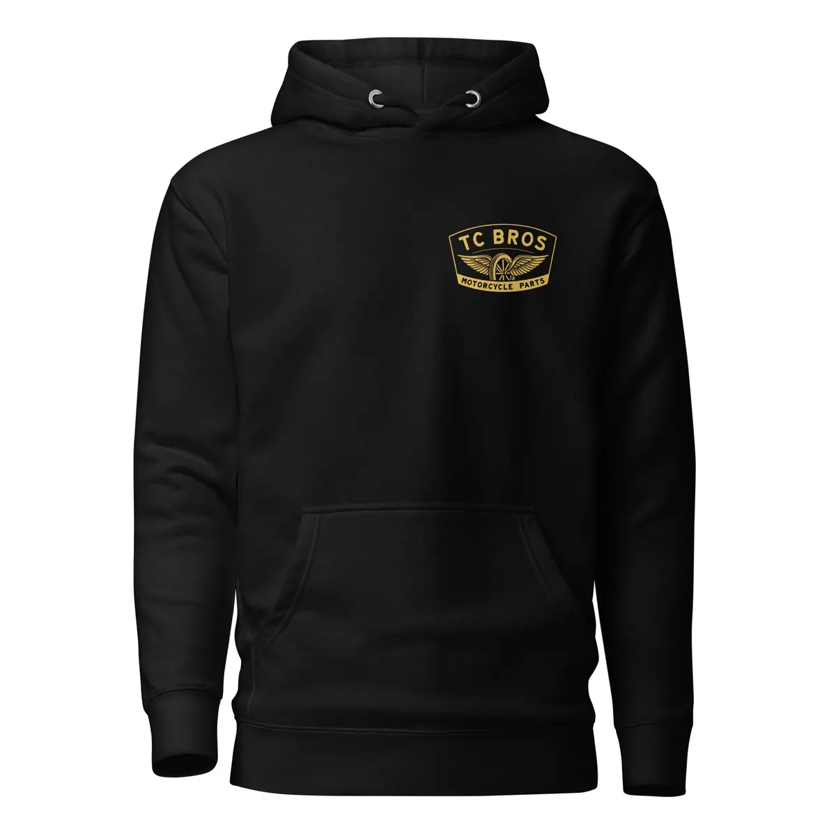 Gold Winged Wheel - Black Hoodie 1