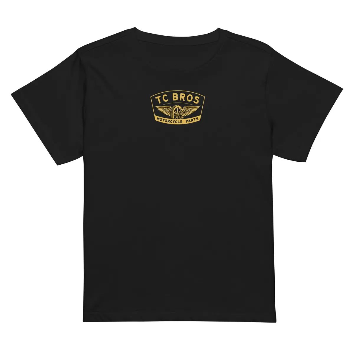 Women’S High-Waisted T-Shirt - Winged Wheel - Black/Gold 1
