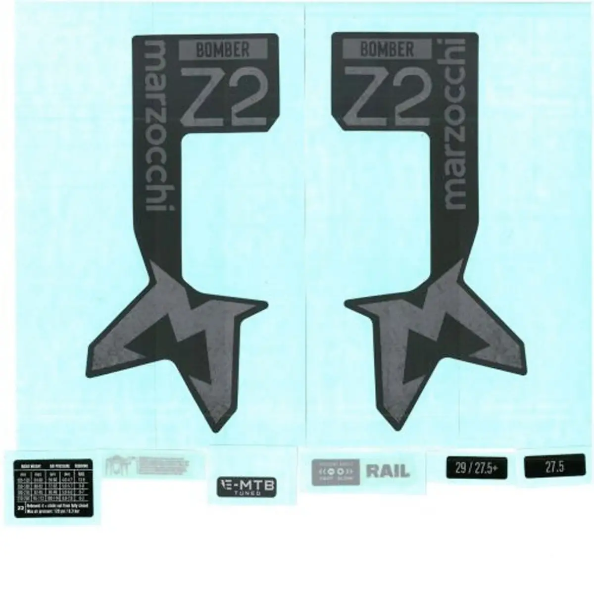 Decal Kit: 2025, Marzocchi Z2, Neutral Gloss Black Logo, Shiny Black Fork 1