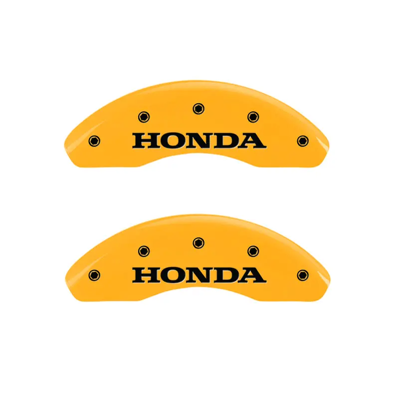 Mgp Engraved 4-Piston Caliper Covers For Honda – Yellow Finish With Black Chrome Accents 1