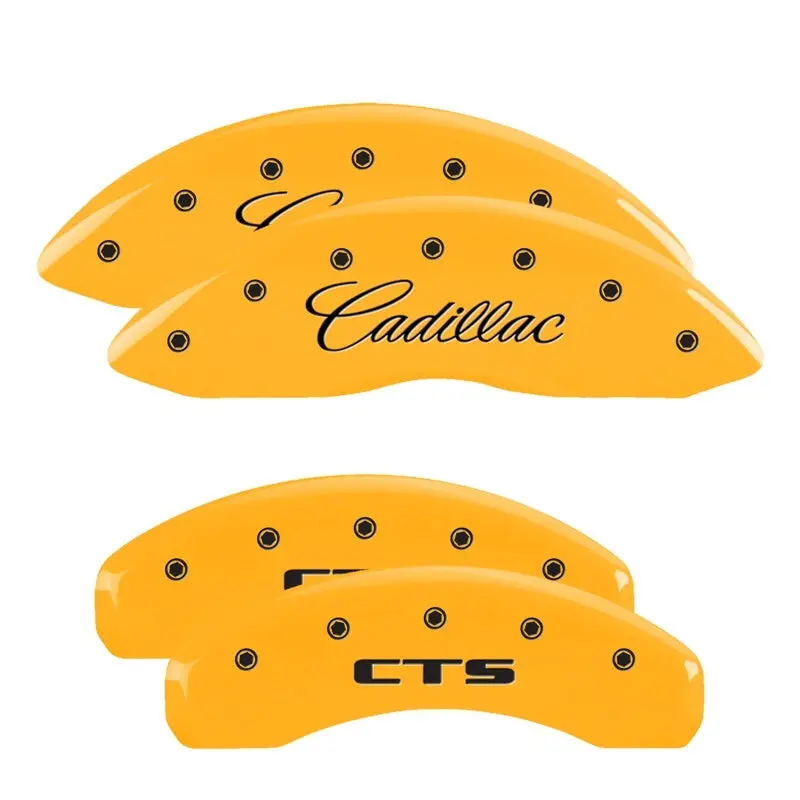 Mgp Engraved 4-Piston Caliper Covers For 2014 Cadillac Cts – Yellow Front / Black Rear 1