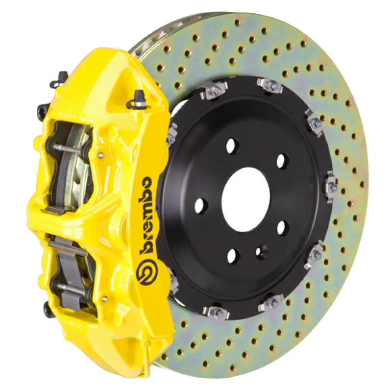 Brembo Gt Front Big Brake Kit For Tesla Model Y (2020+) – 6-Piston Calipers, 380X34Mm Two-Piece Drilled Rotors, Yellow Finish 1
