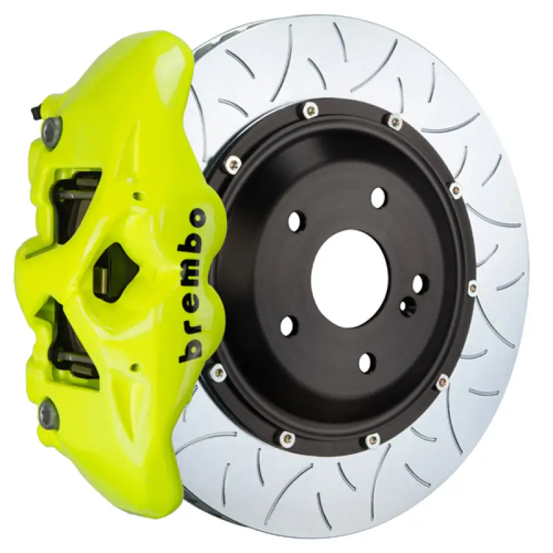 Brembo Gt Big Brake Kit For 2007–2013 Bmw X5 – Rear, 380X28Mm Slotted Two-Piece Rotors, Fluorescent Yellow Calipers 1