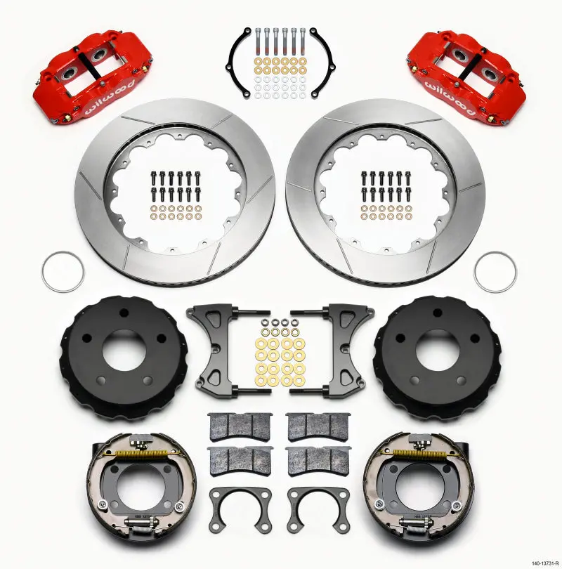 Wilwood Narrow Superlite 4R Rear Parking Brake Kit – 14" Rotor, Red Calipers, Fits Big Ford & Bronco (5X5.5" Bolt Pattern, 2" Offset) 1