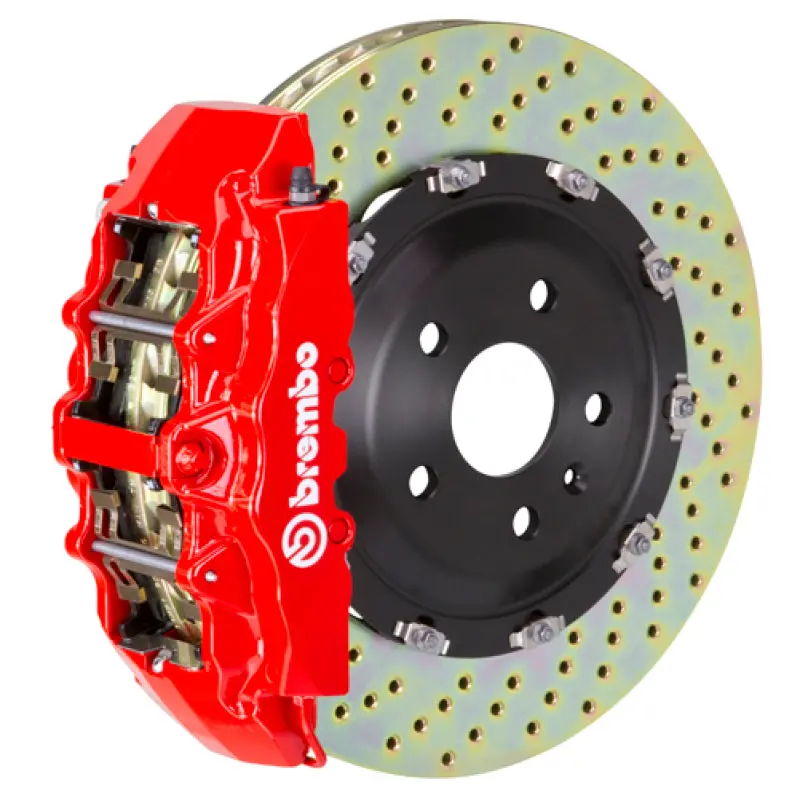 Brembo Gt Big Brake Kit For 2008–2014 Dodge Challenger Srt-8: Front 8-Piston Calipers, 380×34 Mm Two-Piece Drilled Rotors – Red 1