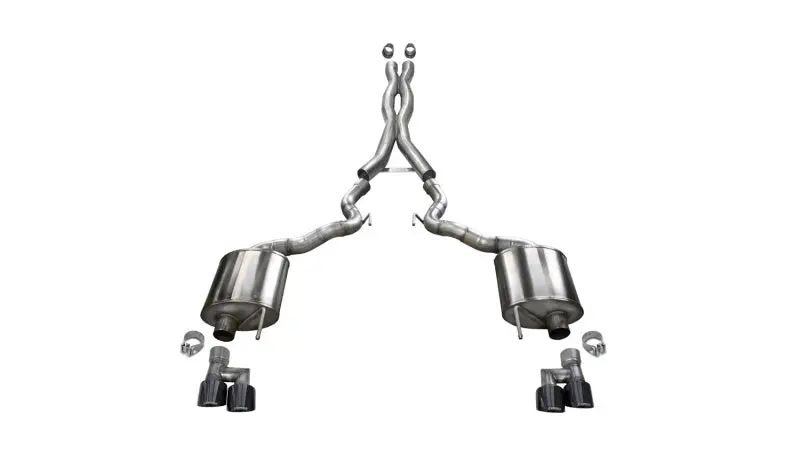 Corsa Xtreme Cat-Back Exhaust System For 2018–2020 Ford Mustang Gt Convertible – No Active Valves, Black Pvd 4-Inch Tips 1