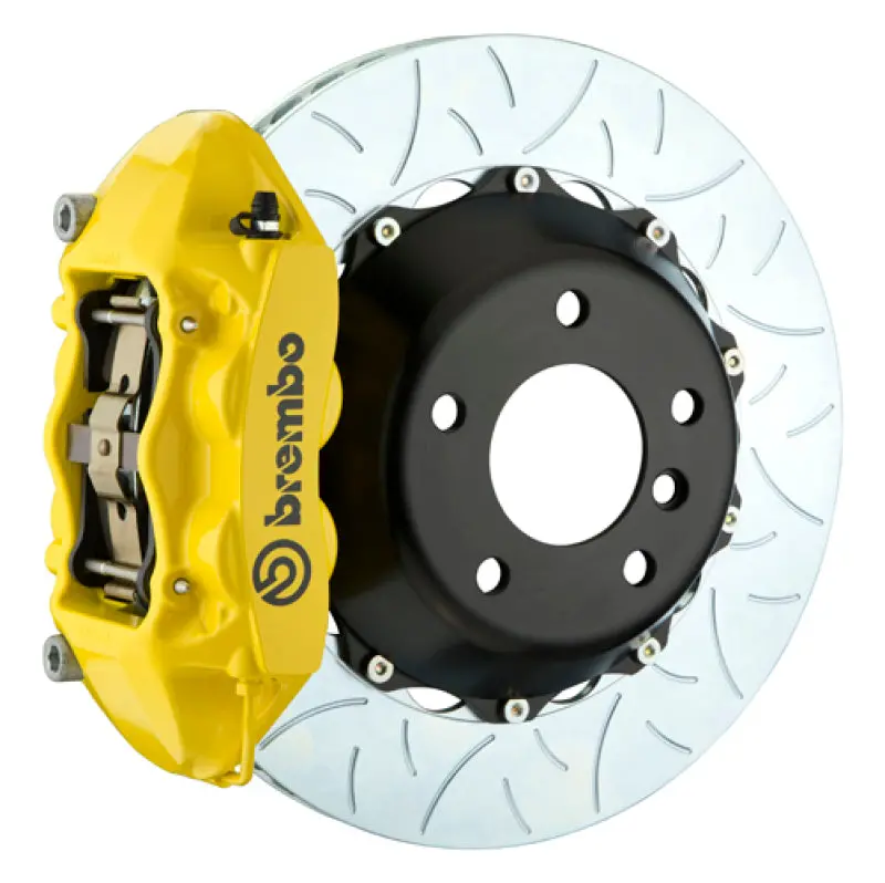 Brembo Rear Big Brake Kit For 1990–1996 Nissan 300Zx (Z32) – 4-Piston Calipers, 345X28Mm Slotted 2-Piece Rotors, Yellow Finish 1