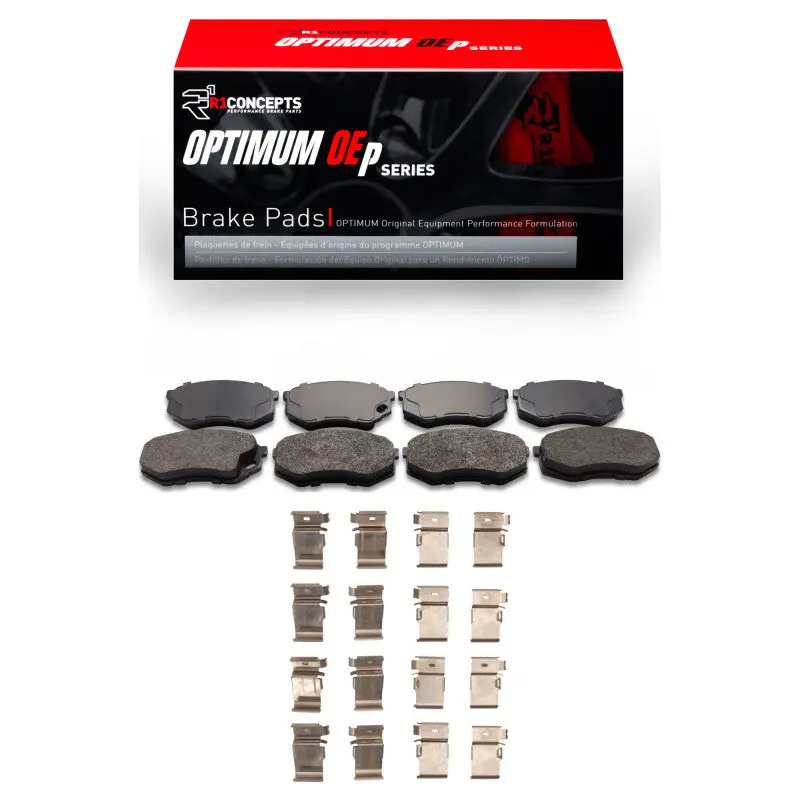 R1 Optimum Oe Brake Pad & Hardware Kit – Front Axle Fitment For 1995–2004 Mitsubishi Fuso Fe Series 1