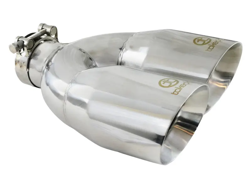 Afe Takeda Polished 304 Stainless Steel Clamp-On Exhaust Tip – 2.5-Inch Inlet, 4-Inch Dual Outlet, Passenger Side 1